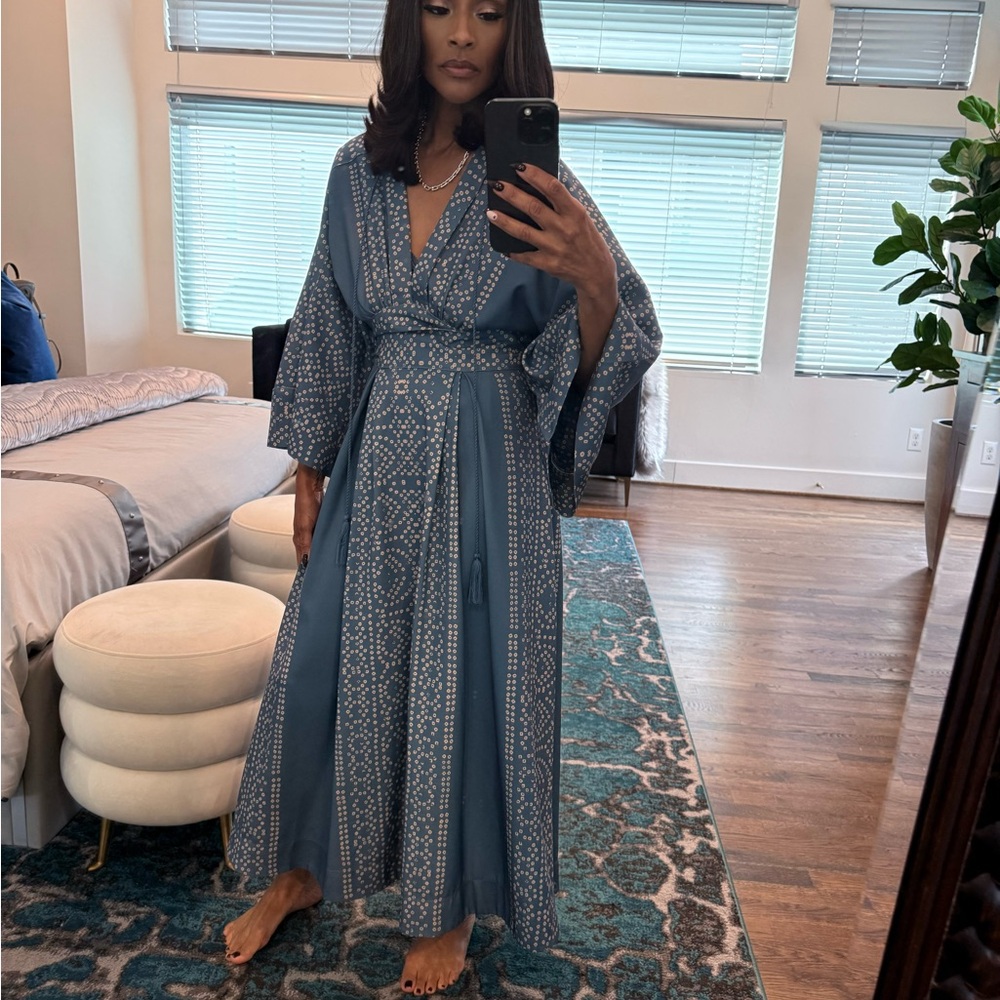 Free People Blue Geometric Maxi Dress